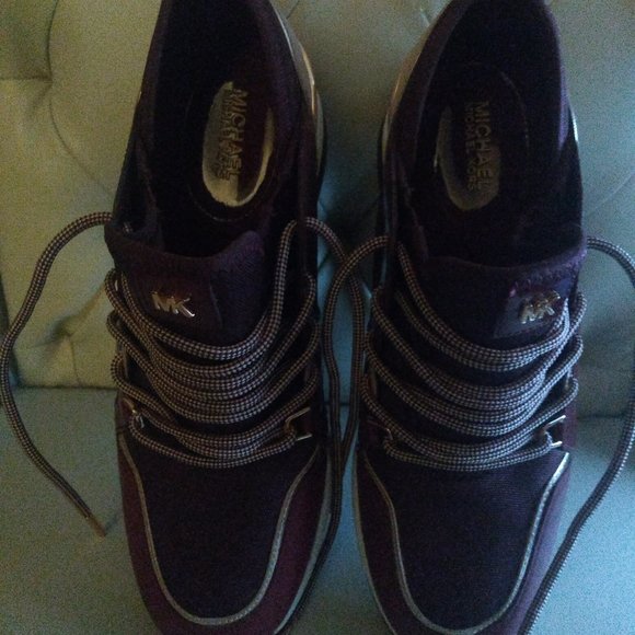 Michael Kors Liv Trainer Wedge Platform Sneakers Oxblood Size 8 - Picture 11 of 14